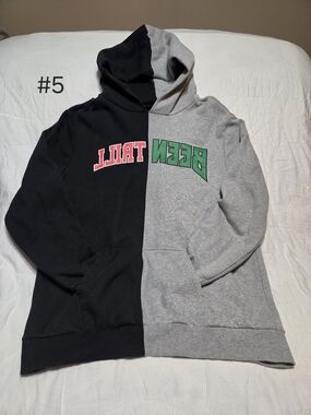 Rare Been Trill Split Colorblock Hoodie - Black / Grey - Size XL